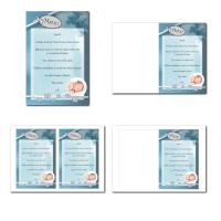 Carte de menu illimité bleu et blanc avec photo enfant