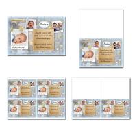 Faire-part à imprimer étoiles d'or sur fond bleu et gris avec 3 photos à insérer