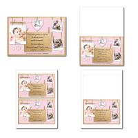 Carte de remerciements à imprimer corde à linge pour fille en rose