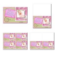 carte de remerciements prêt à imprimer rose et vert avec spirale de coeurs pour fille