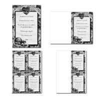 Carte de menu à imprimer sur fond de roses noires et blanches