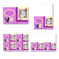 carte de remerciements prêt à imprimer rose et jaune cigogne