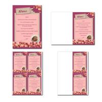 carte de menu prêt à imprimer rose foncé et clair avec fleurs roses