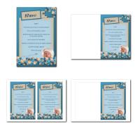 Carte de menu illimité beige et bleu clair fleuri