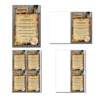 Carte de menu à imprimer avec écureuil et planches de bois