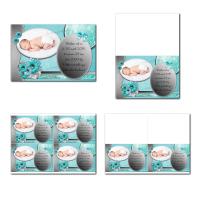 faire-part à imprimer bleu et gris avec belle fleur