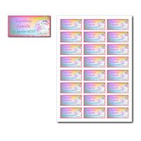 Etiquette dragées à imprimer licorne multicolore