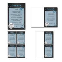 Carte de menu prêt à imprimer gris et bleu avec photo