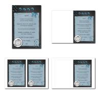 Carte de menu illimité bleu et gris avec perles à personnaliser