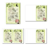 Carte de menu illimité avec fleurs de printemps sur fond vert clair