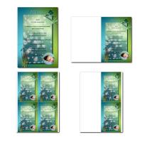 Carte de menu prêt à imprimer bleu et vert avec libellule