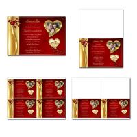 Faire-part à imprimer rouge et or avec coeur photo