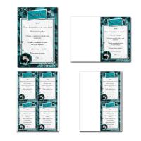 Carte de menu à imprimer diamants en turquoise et blanc