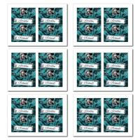 Marque-places avec prénom en turquoise et blanc avec diamants