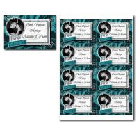Etiquette bouteille à imprimer diamants en turquoise et blanc