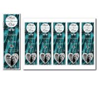 Save the date à imprimer turquoise et blanc avec petits diamants étincellants