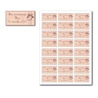 étiquettes dragées à imprimer rose beige avec coeur