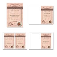 carte de menu illimité ruban et coeur en vieux rose et beige