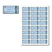 Etiquette dragées à imprimer bleu et gris avec coeur