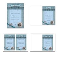 Carte de menu illimité bleu clair et bleu foncé avec coeur