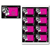 Etiquette bouteille à imprimer avec projecteur de cinéma en fuchsia et noir