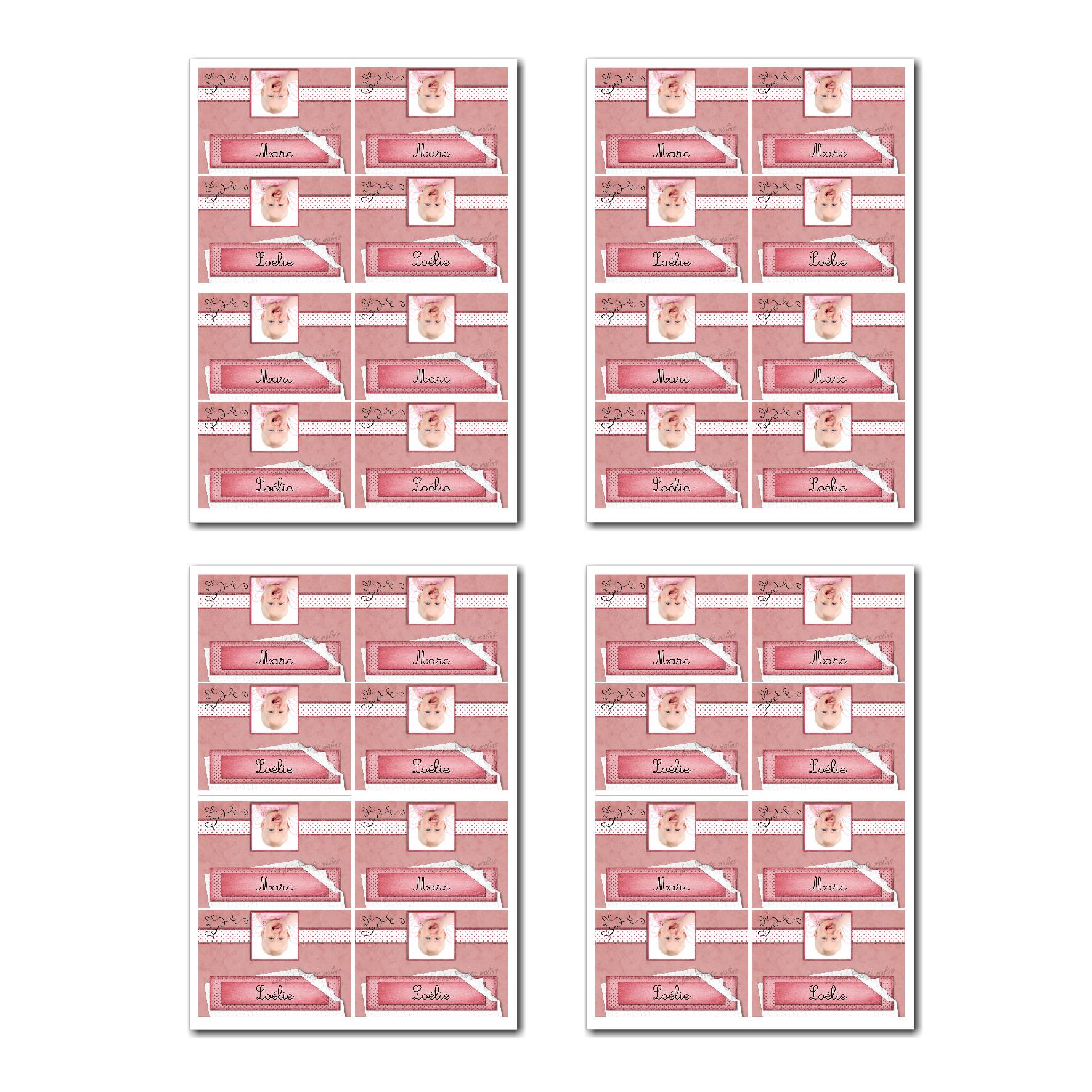 Marque-places prêt à imprimer effet papier plié rose