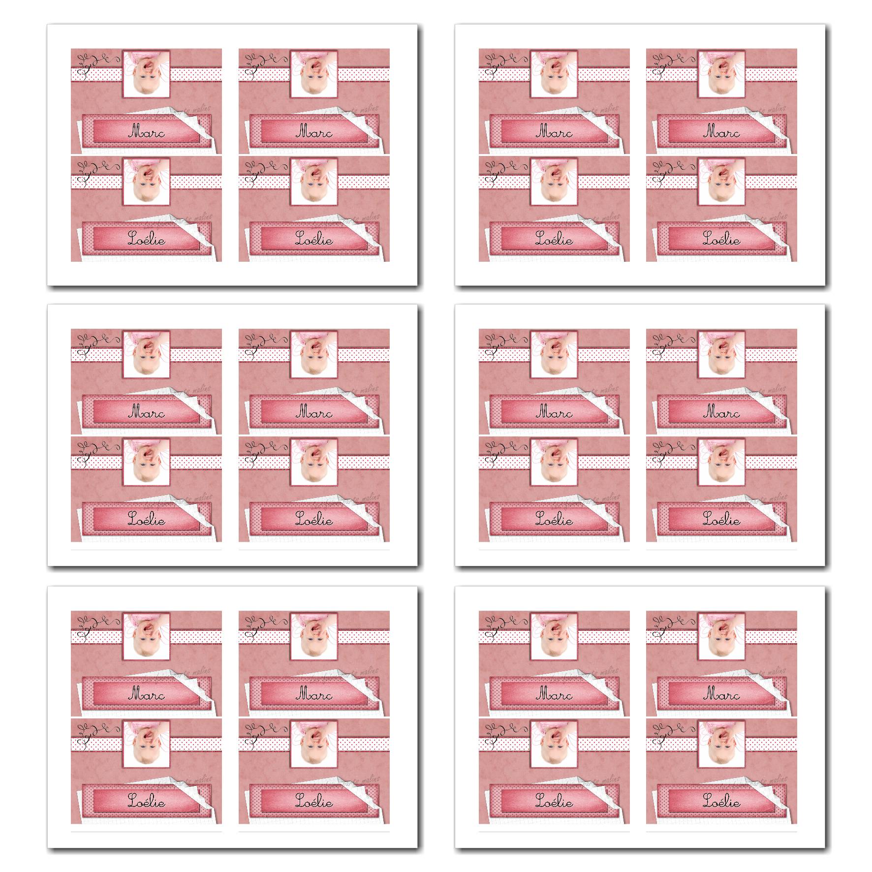 Marque-places illimité effet papier superposé en rose