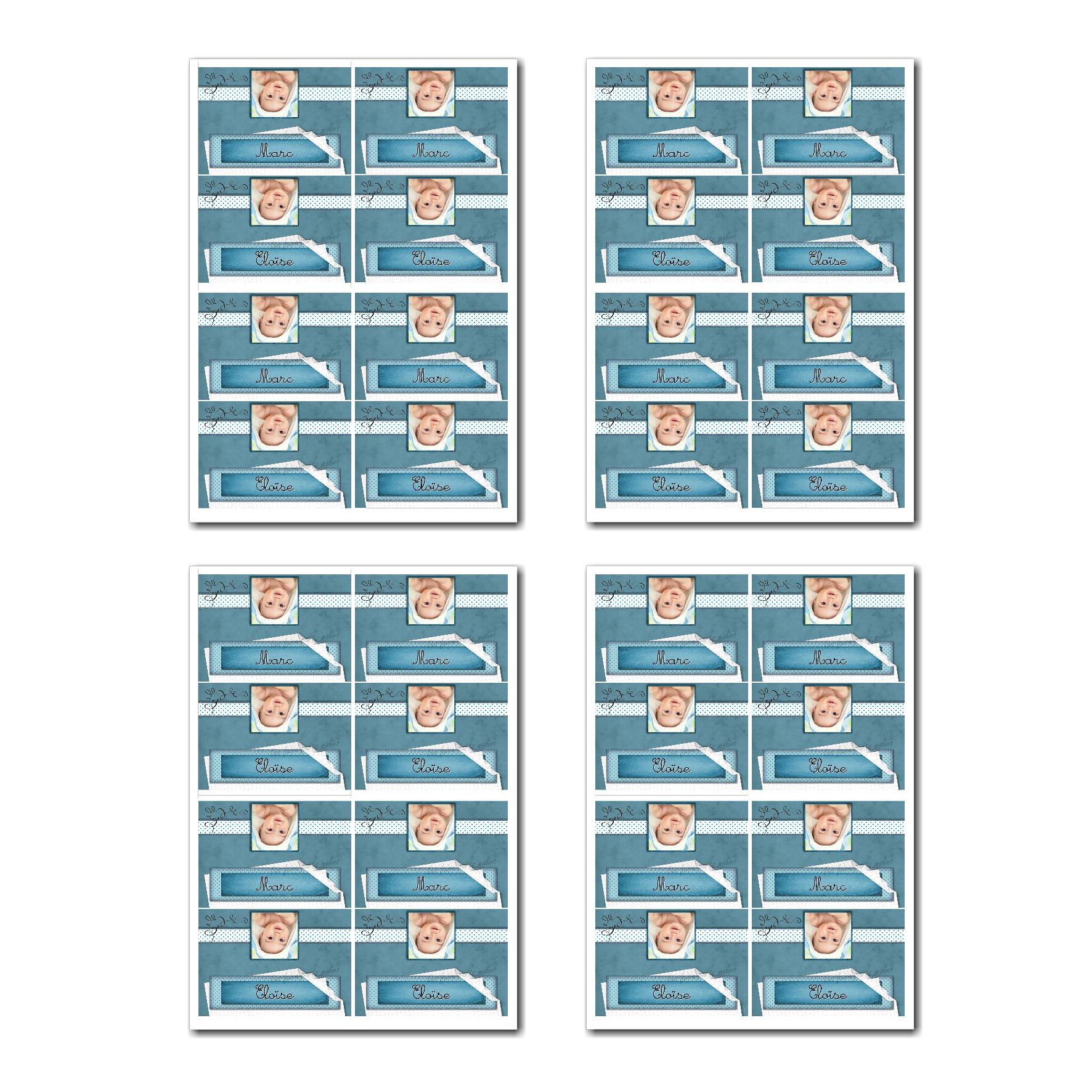 Marque-places prêt à imprimer papier plié sur fond bleu