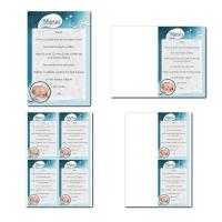 Carte de menu prêt à imprimer bleu et blanc avec photo