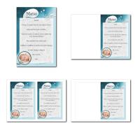 Carte de menu illimité bleu et blanc pour garçon avec photo